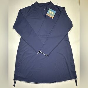 Coolibar NEW Sun Protection Royal Blue Long Sleeve Women XL Beach Cover-Up Dress